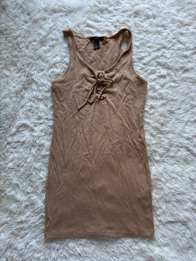 Forever 21 Ribbed Tank Dress in Camel Brown